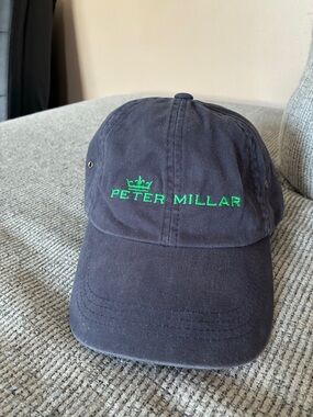Peter Millar Navy Cap with Bright Green Logo